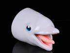 Realistic white dolphin head bust by dimvra-figurine showing smooth skin texture and blue eye.