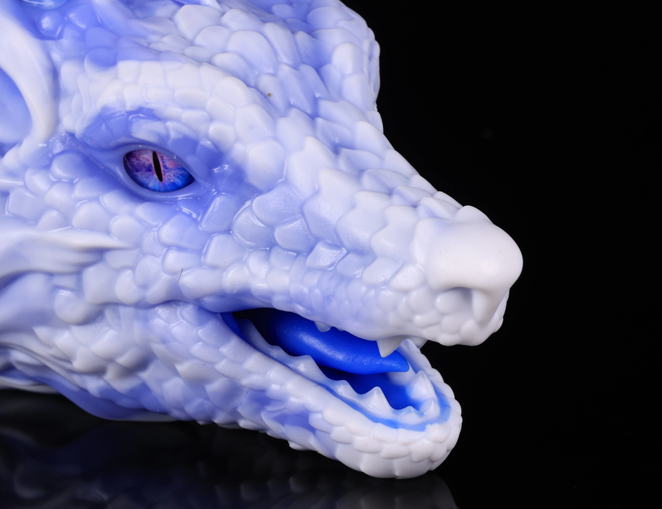 Detailed purple eye and scale texture of frost dragon figurine by dimvra-figurine.