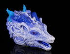 Left profile of platinum silicone dragon figurine - Mythical beast art by dimvra-figurine.